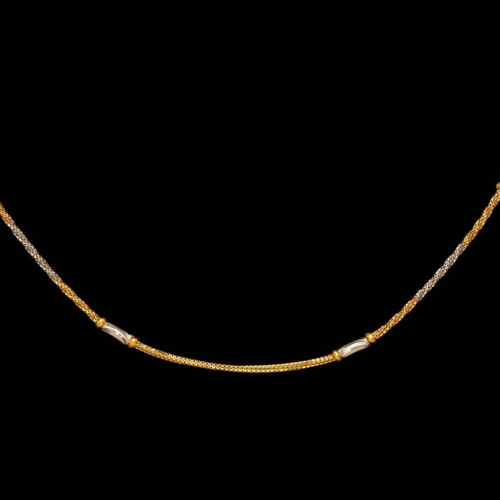 22 Kt Yellow Gold Necklace Curb Cuban 2 Tone Chain 12 Grams