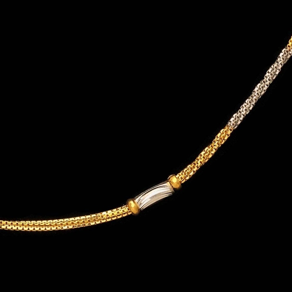 22 Kt Yellow Gold Necklace Curb Cuban 2 Tone Chain 12 Grams