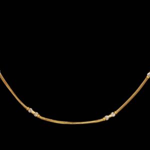 22 kt hallmark yellow gold necklace curb white balls chain 12 grams