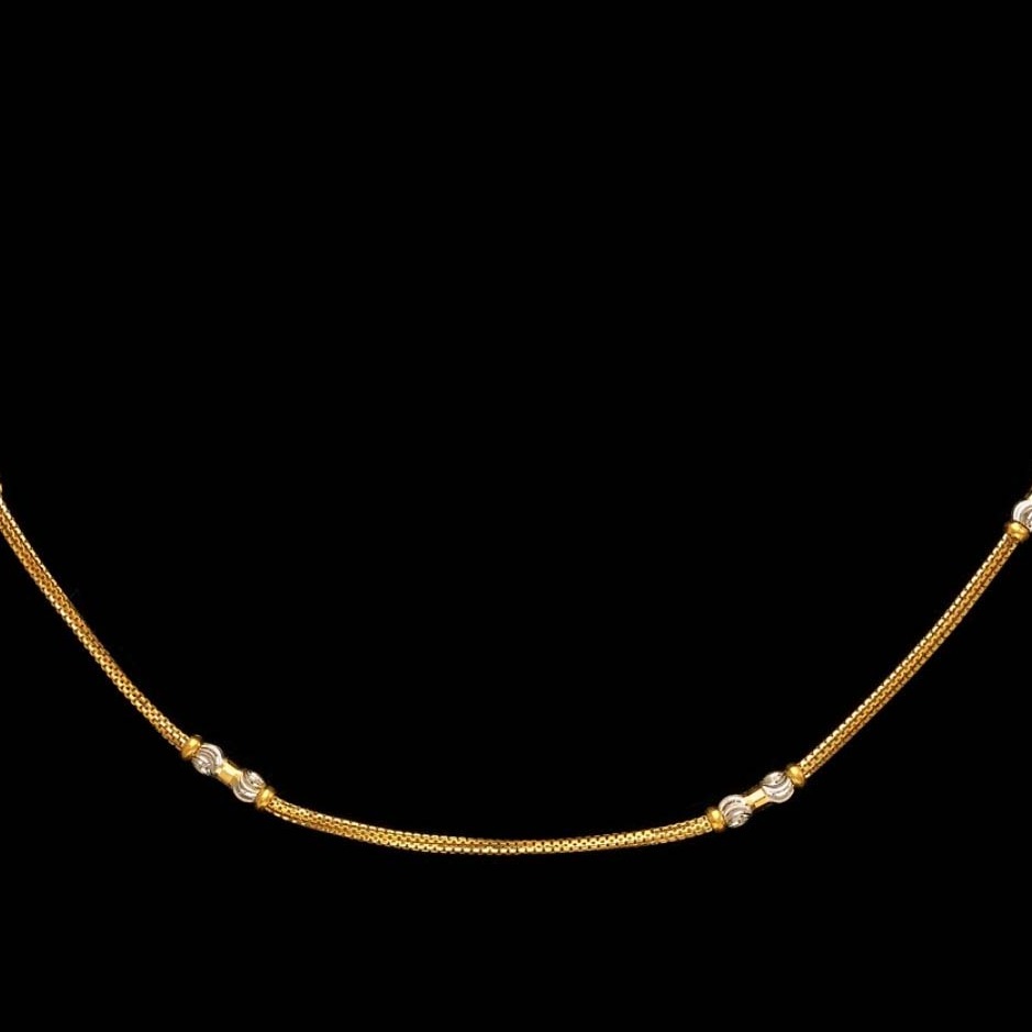 22 kt hallmark yellow gold necklace curb white balls chain 12 grams