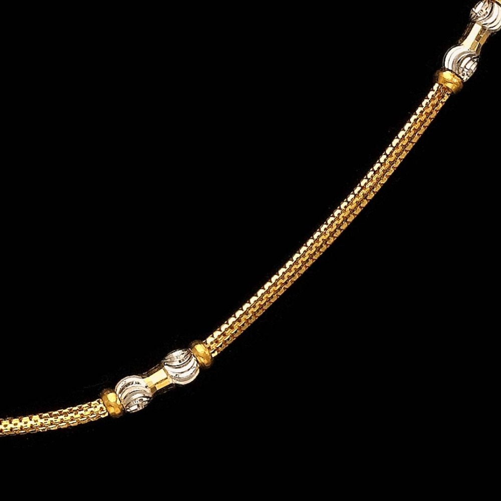 22 kt hallmark yellow gold necklace curb white balls chain 12 grams