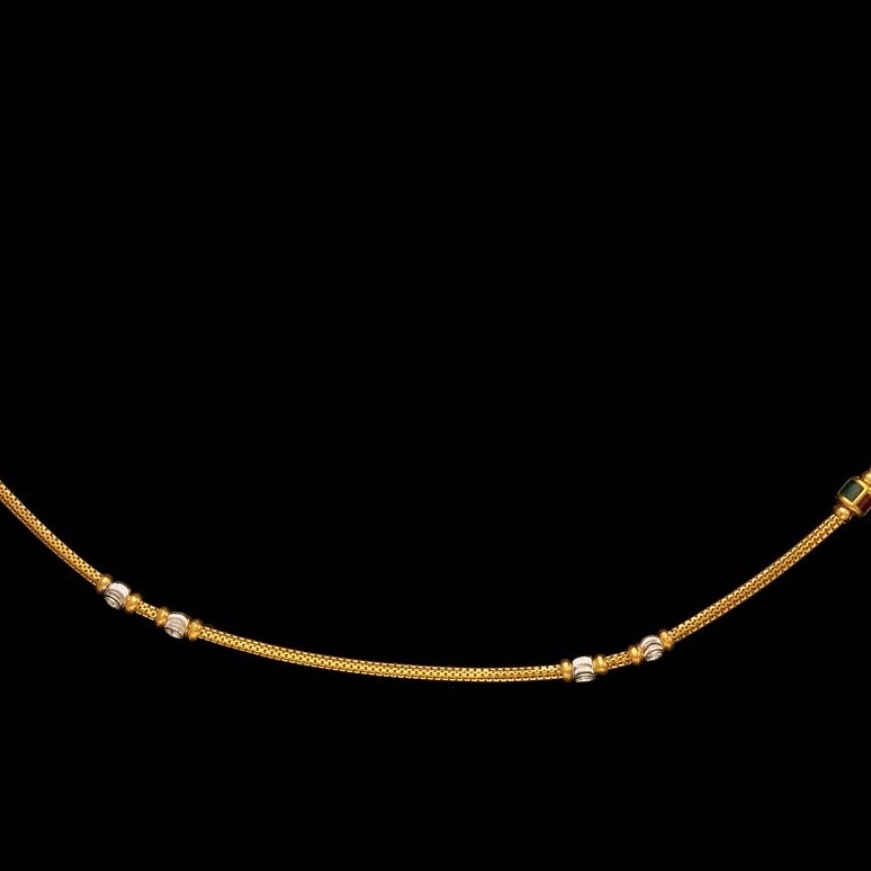 22 Kt Yellow Gold Necklace Curb Three Tone Chain 15 Grams