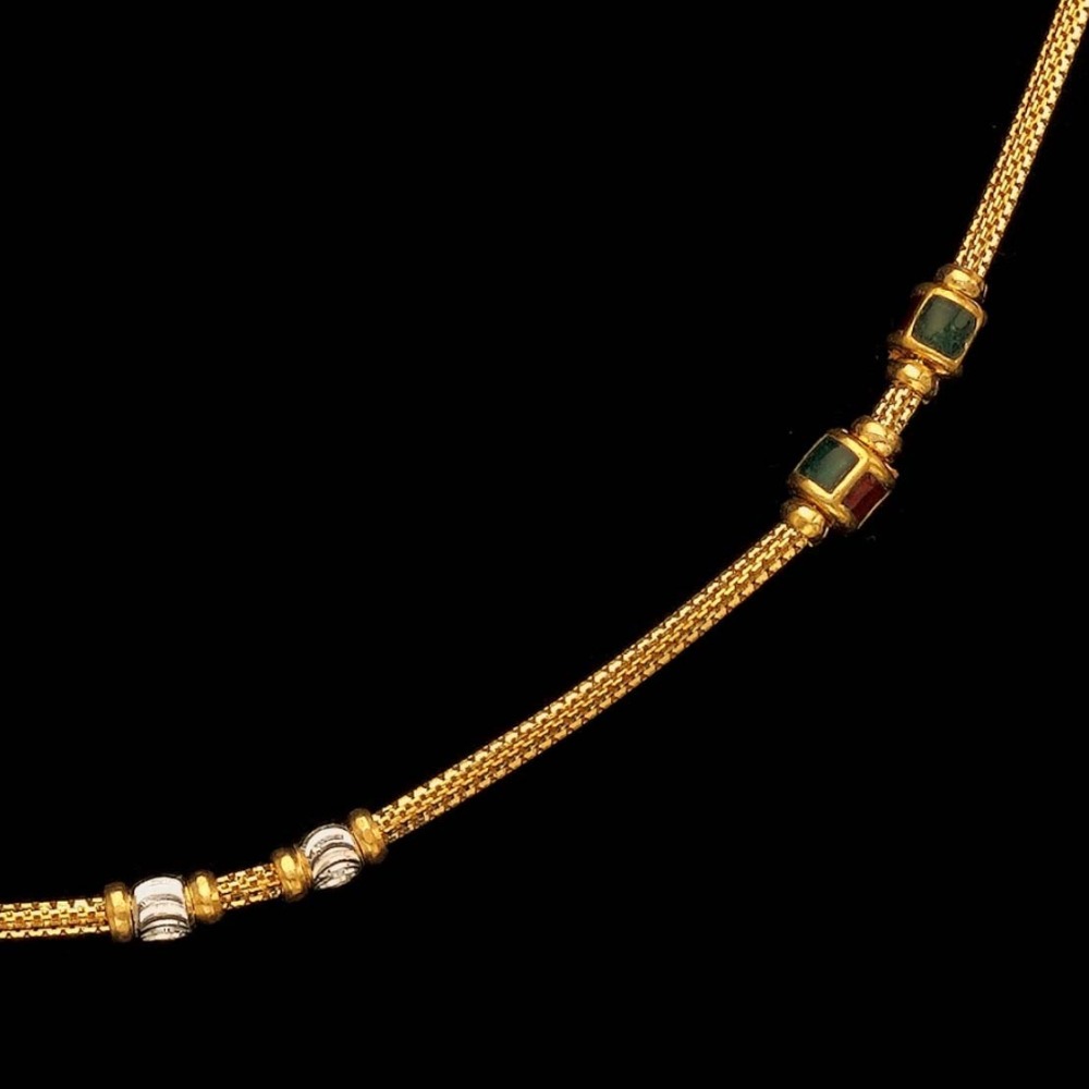 22 Kt Yellow Gold Necklace Curb Three Tone Chain 15 Grams