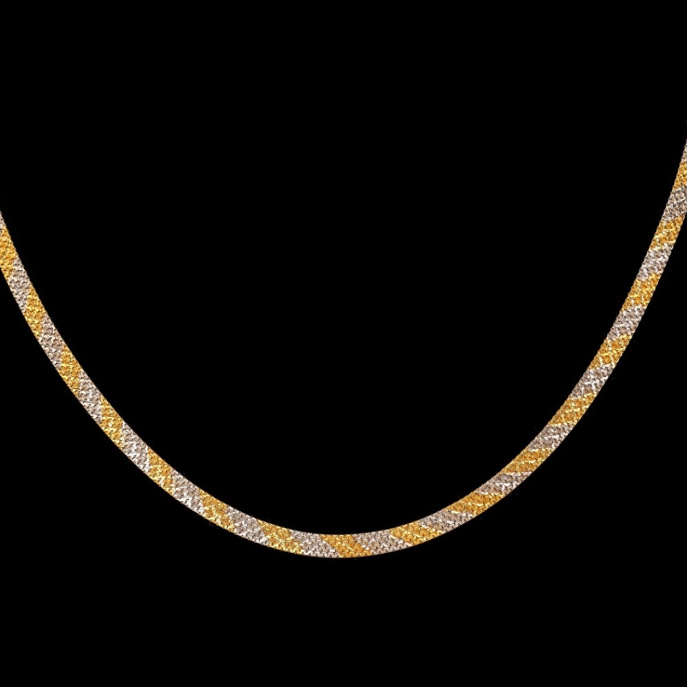 22 Kt Yellow Gold Curb Cuban Necklace Unisex 2 Tone Chain 18 Grams