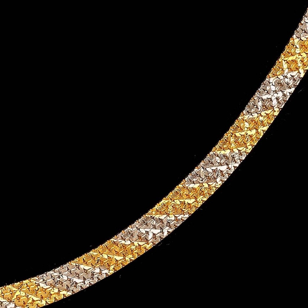 22 Kt Yellow Gold Curb Cuban Necklace Unisex 2 Tone Chain 18 Grams