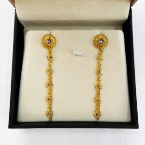 18 Kt Yellow Gold Ear Drop Screw Back Women Earrings 4.360 Grams