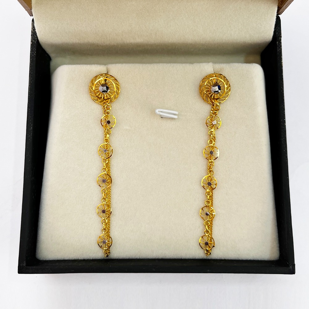 18 Kt Yellow Gold Ear Drop Screw Back Women Earrings 4.360 Grams - Image 5