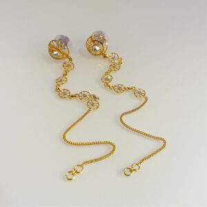 18 Kt Yellow Gold Ear Drop Screw Back Women Earrings 4.360 Grams