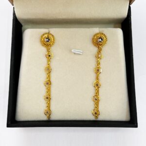 18 Kt Yellow Gold Ear Drop Screw Back Women Earrings 4.360 Grams