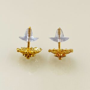 22 Kt Yellow Gold Ear Stud Round Screw Back Women Earrings