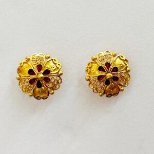 22 Kt Yellow Gold Ear Stud Round Screw Back Women Earrings