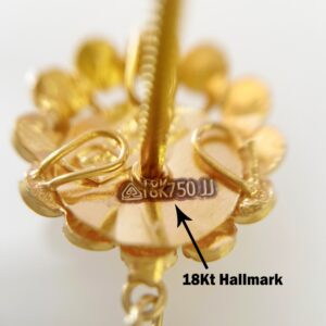 18 Kt Gold Drop Classy 2 Tone Screw Back Women Earrings 3.770 Grams