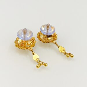 18 Kt Gold Drop Classy 2 Tone Screw Back Women Earrings 3.770 Grams