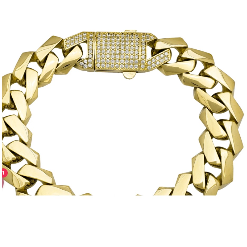 22kt yellow gold curb cuban link chain men's bracelet 40 grams