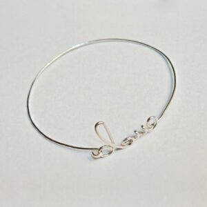 14 kt hallmark real solid white gold love hinge bangle bracelet