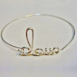 14 kt hallmark real solid white gold love hinge bangle bracelet