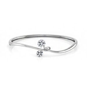 14kt gold cubic zirconia half round pipe women's bracelet bangle