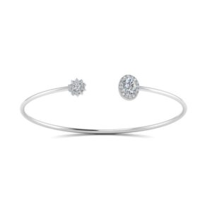 14kt gold cubic zirconia cuff bracelet women bangle smooth pipe