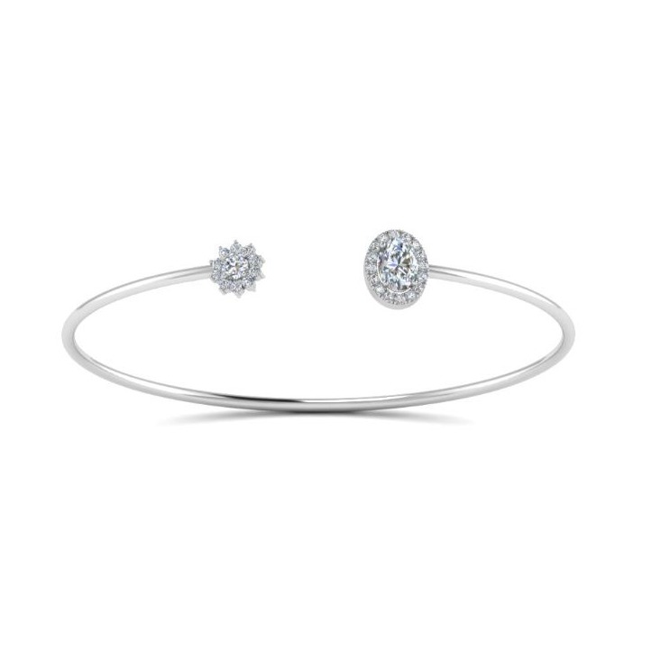 14kt gold cubic zirconia cuff bracelet women bangle smooth pipe