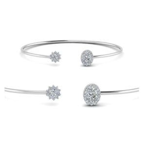 14kt gold cubic zirconia cuff bracelet women bangle smooth pipe