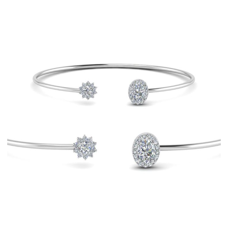 14kt gold cubic zirconia cuff bracelet women bangle smooth pipe