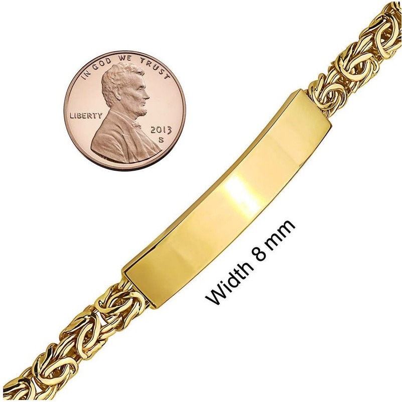22 kt yellow gold byzantine link men's bracelet 14 grams 8 mm
