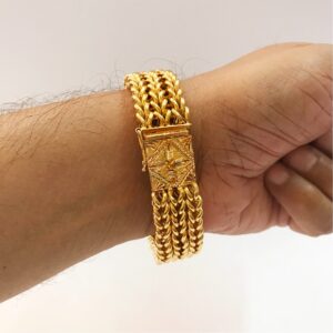 18 kt yellow gold heavy link luxury men's bracelet 75 grams