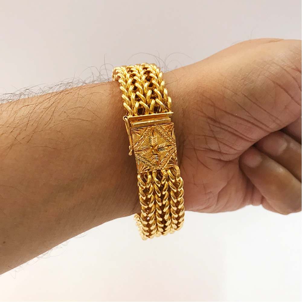 18 kt yellow gold heavy link luxury men's bracelet 75 grams