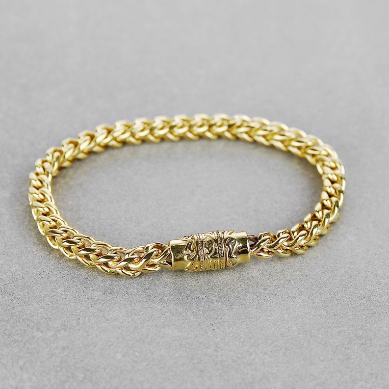 22 kt yellow gold franco chain handmade men's bracelet 25 gms