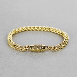 22 kt yellow gold franco chain handmade men's bracelet 25 gms