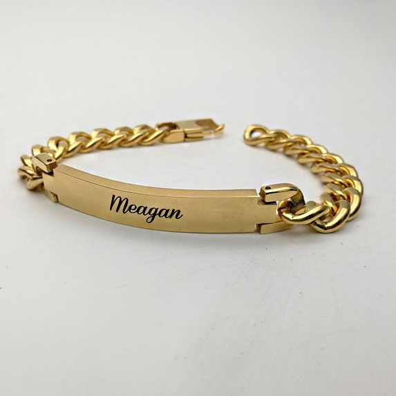 18 kt yellow gold custom engraved personalized signature bracelet 30g