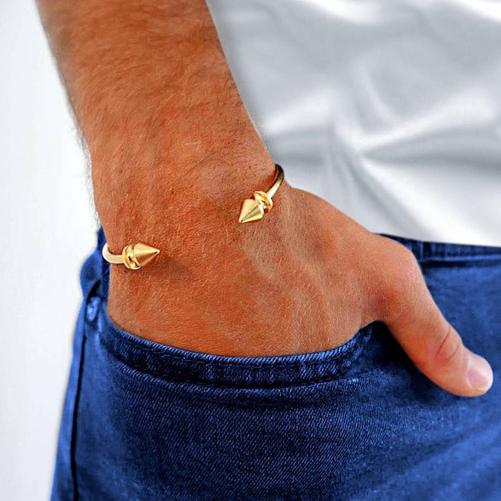 18 kt hallmark yellow gold men's cuff bracelet 30 grams 3 mm