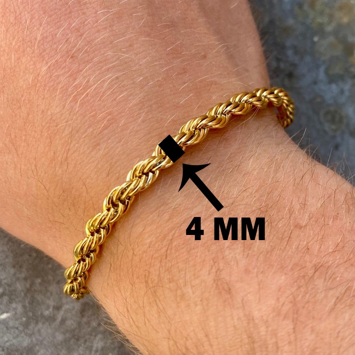 22 kt yellow gold twisted rope men's bracelet 9 grams 4 mm