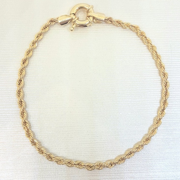 18 kt yellow gold rope chain women's bracelet bangle chain