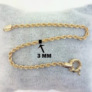 18 kt yellow gold rope chain women's bracelet bangle chain