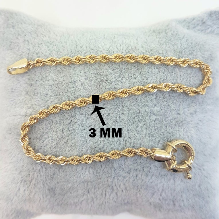 18 kt yellow gold rope chain women's bracelet bangle chain