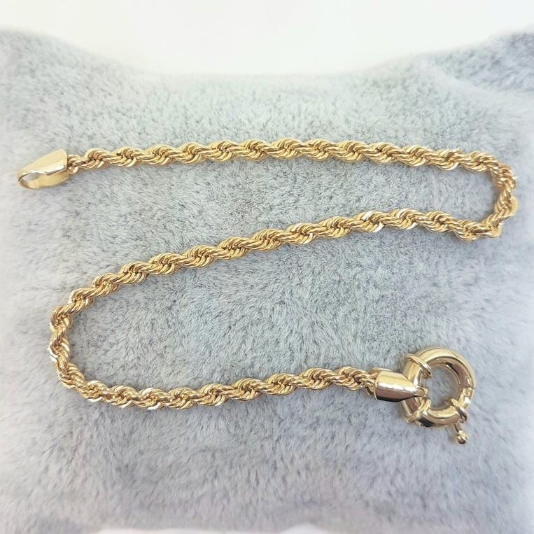 18 kt yellow gold rope chain women's bracelet bangle chain