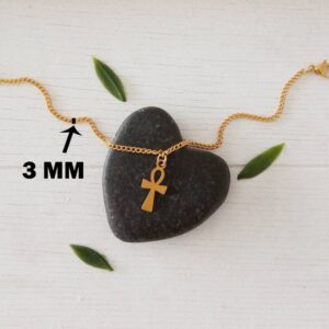 22 kt yellow gold egyptian cross women's bracelet bangle chain