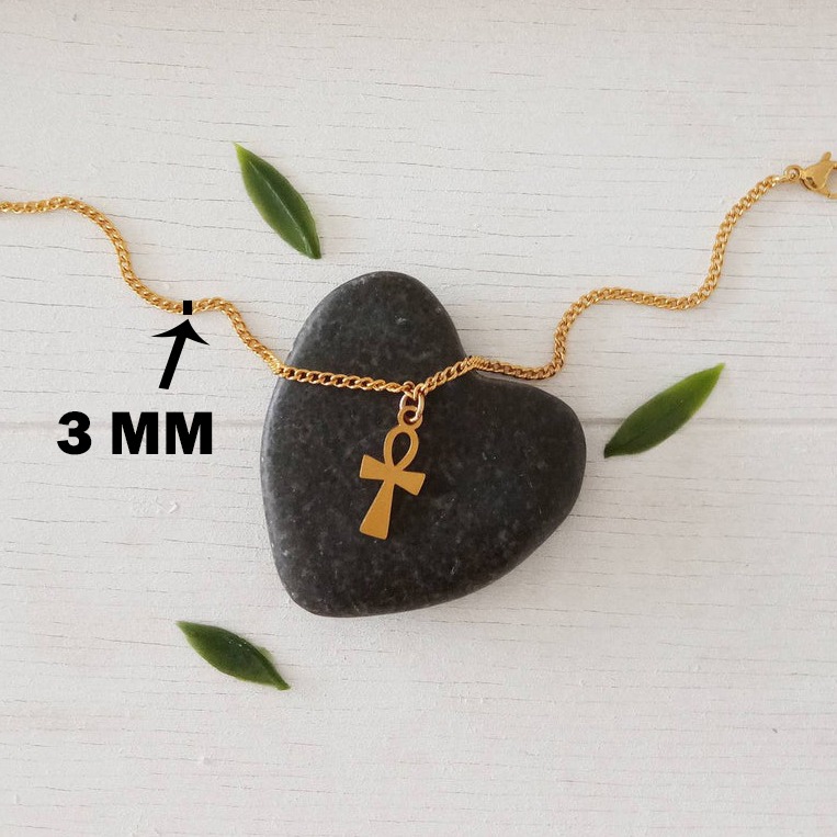 22 kt yellow gold egyptian cross women's bracelet bangle chain