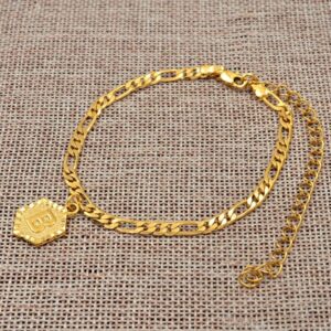 18 kt yellow gold alphabet letters initial bracelet bangle chain