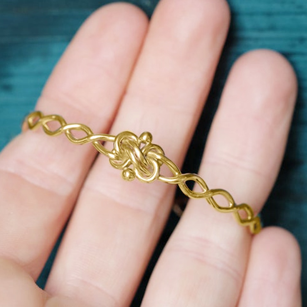 18 kt yellow gold lover's knot twist women's bracelet bangle 20 grams