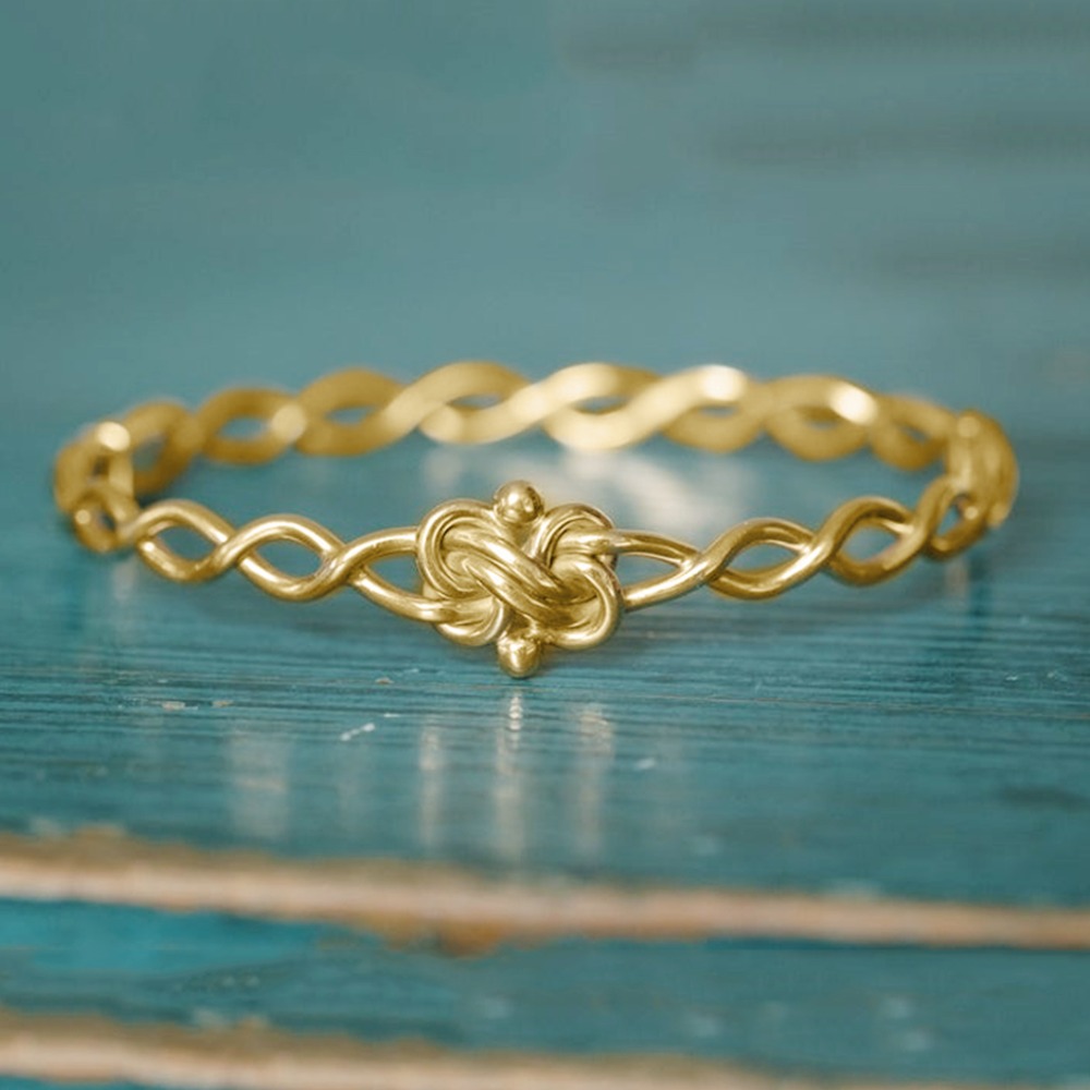 18 kt yellow gold lover's knot twist women's bracelet bangle 20 grams