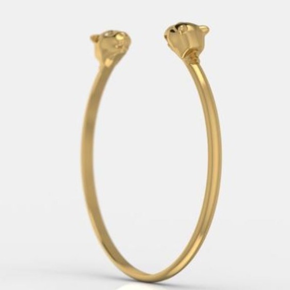 18 kt yellow gold panther face cuff bracelet bangle 18gm