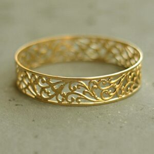 22 kt yellow gold lace prom filigree bangle bracelet