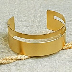 22 kt solid yellow gold statement open cuff bangle bracelet
