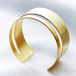 22 kt solid yellow gold statement open cuff bangle bracelet