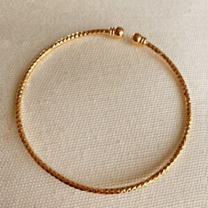 22 kt yellow gold adjustable dainty cuff bangle bracelet
