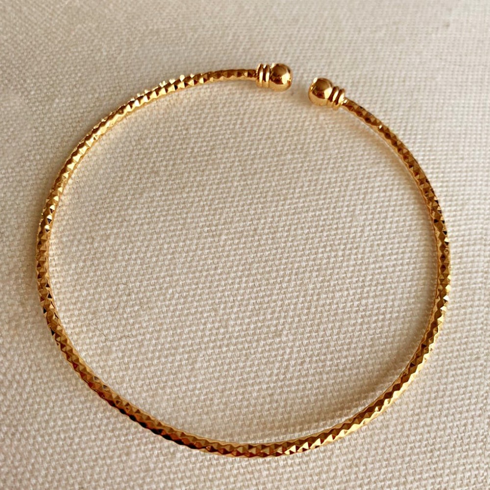 22 kt yellow gold adjustable dainty cuff bangle bracelet
