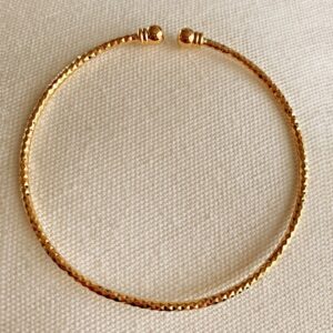22 kt yellow gold adjustable dainty cuff bangle bracelet