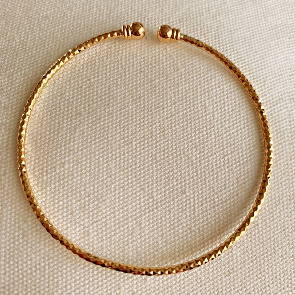 22 kt yellow gold adjustable dainty cuff bangle bracelet